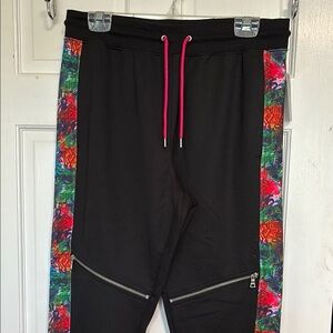 Black Joggers with Colorful Side Panels